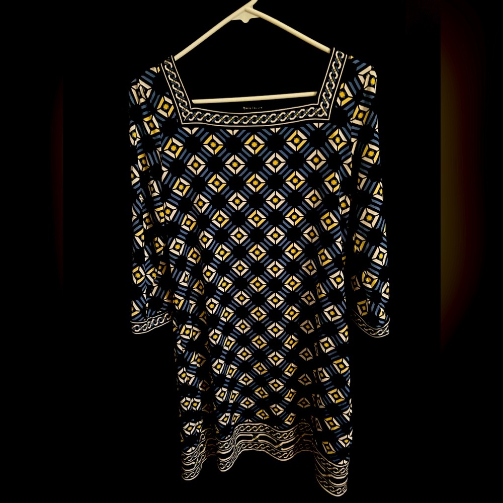 WHBM black, blue and yellow dress